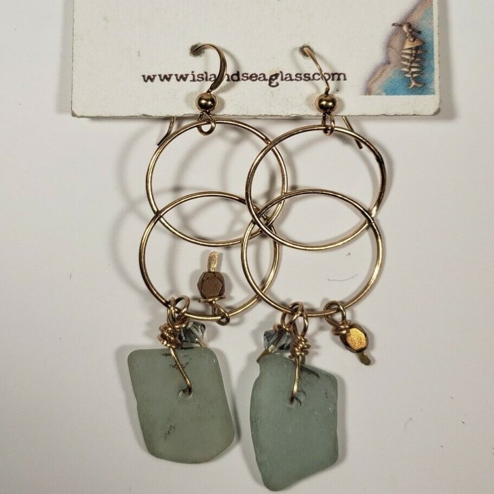 MAINE SEA GLASS EARRINGS GOLD FILLED THE SEA GLASS COMPANY CASCO BAY